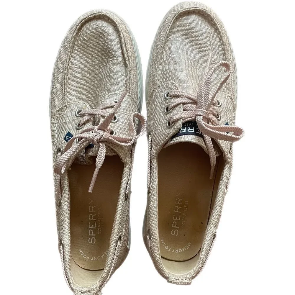Sperry Top Sider Rose Gold Boat Shoes, Girls size 4/woman’s 6